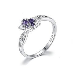 Anillo de Compromiso Gema Amatista - Bañado en Plata Ley 925
