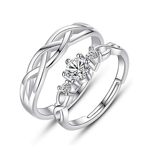 Anillos para Noviazgo Modelos Elegantes - Bañado en Plata Ley 925