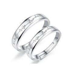 Anillos para Novios Latidos del Corazón - Bañado en Plata Ley 925