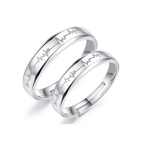 Anillos para Novios Latidos del Corazón - Bañado en Plata Ley 925