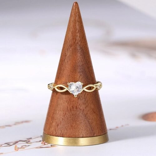 Anillo de Promesa Corazón Blanco - Bañado en Oro Dorado 18K - Imagen 3