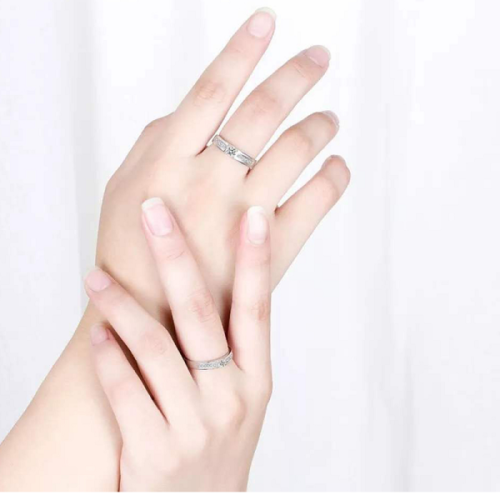 Anillos para Parejas de Promesa Única - Bañado en Plata Ley 925 - Imagen 2