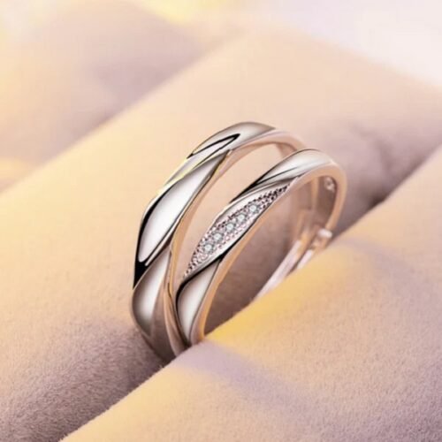 Anillos para Parejas Entrelazados - Bañado en Plata Ley 925 - Imagen 2