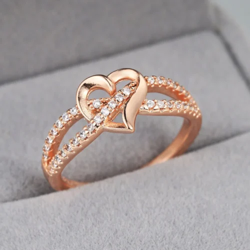 Anillo de Promesa Corazón Rosa - Bañado en Oro Rosa 18K - Imagen 4