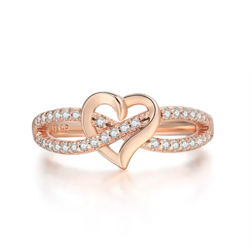 Anillo de Promesa Corazón Rosa - Bañado en Oro Rosa 18K
