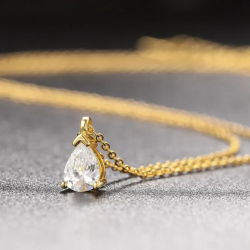 Collar Gota de Cristal - Bañado en Oro Dorado 18K - Imagen 4