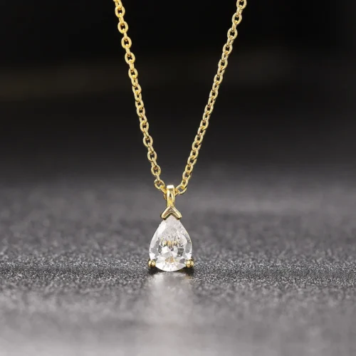 Collar Gota de Cristal - Bañado en Oro Dorado 18K - Imagen 2