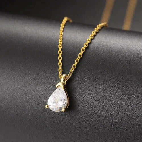 Collar Gota de Cristal - Bañado en Oro Dorado 18K - Imagen 5
